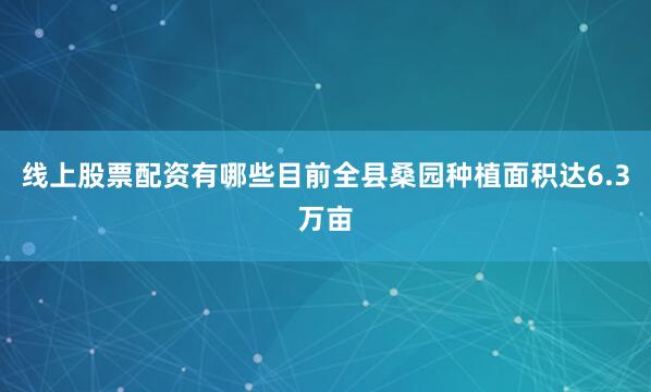 线上股票配资有哪些目前全县桑园种植面积达6.3万亩